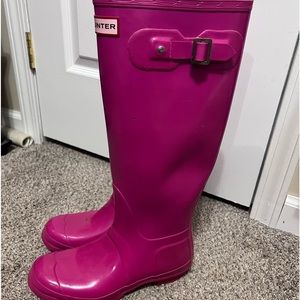 Women’s Hunter Original Gloss Tall Pink Boots, Size 8